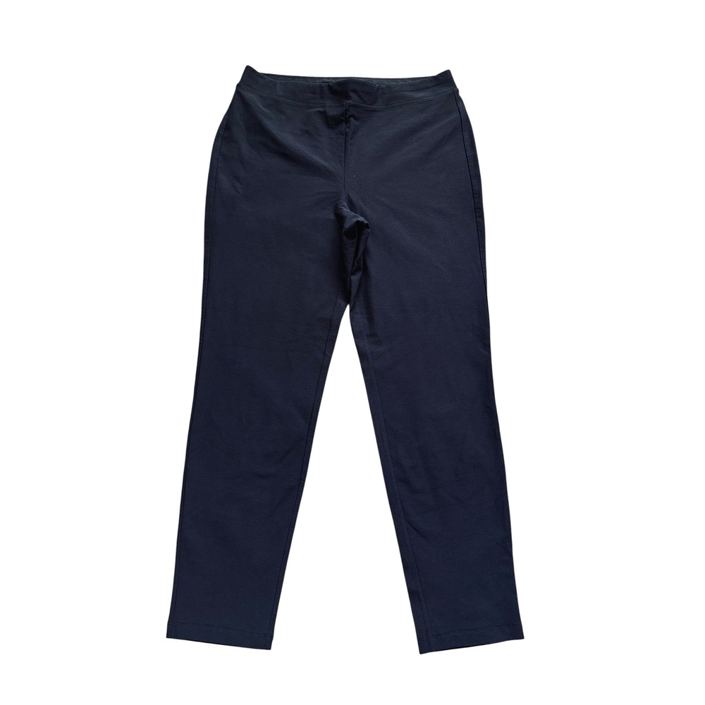 Eileen Fisher Slim Ankle Pants Navy Blue Stretch Viscose Trousers Medium